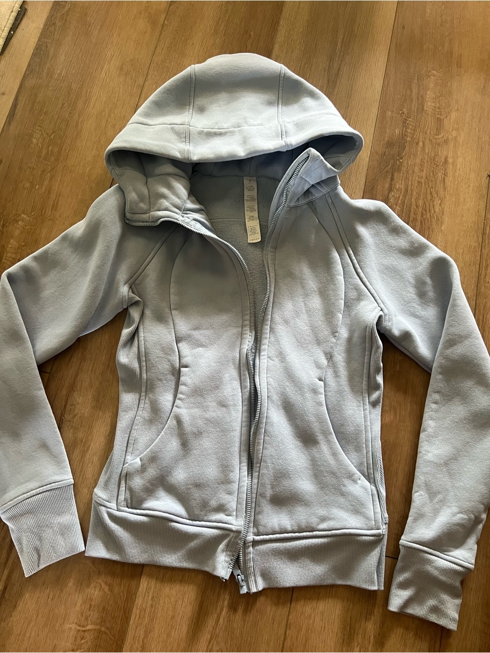 Unbranded Baby Blue Hooded Zip-Up Jacket with pockets Fits XS or Small Womens